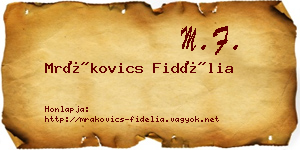 Mrákovics Fidélia névjegykártya